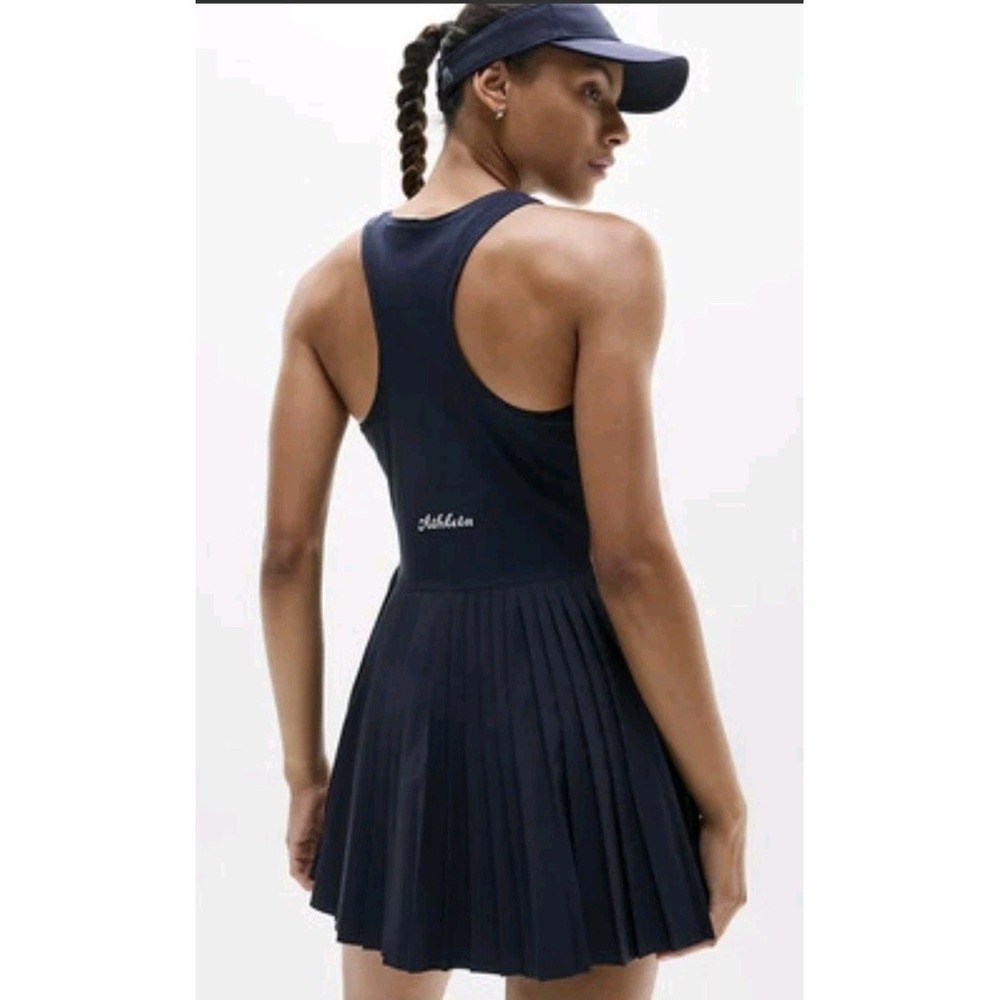 New Athleta Match Point Pleated Tennis Dress Navy Blue Woman S Active Golf
